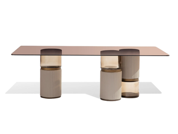 IMPERIAL S - Rectangular glass table with leather bases by Carpanese Home - view 2